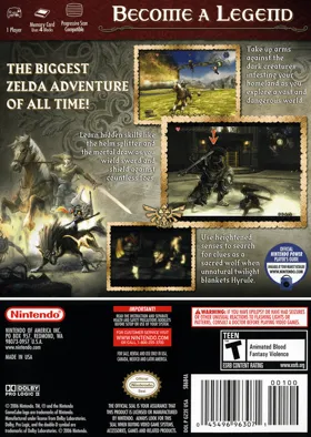 Legend of Zelda, The - Twilight Princess box cover back